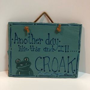 Hand painted slate FROG wall hanging